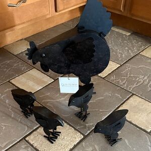 New 5 pc chicken Metal 3D hen Chicks yard art decor statues